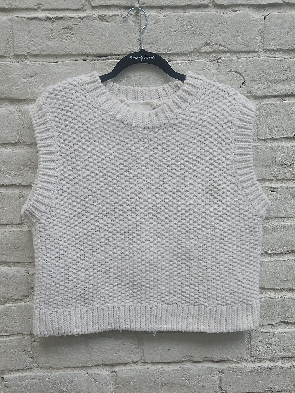 H&M Cream Chunky Knit Boxy Sweater Vest